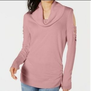 NWT Hooked Up by I.O.T. Cowlneck Pink Sweater
